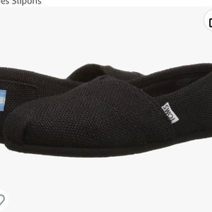 Toms Black Classic Burlap Slip Ons NWOB 5